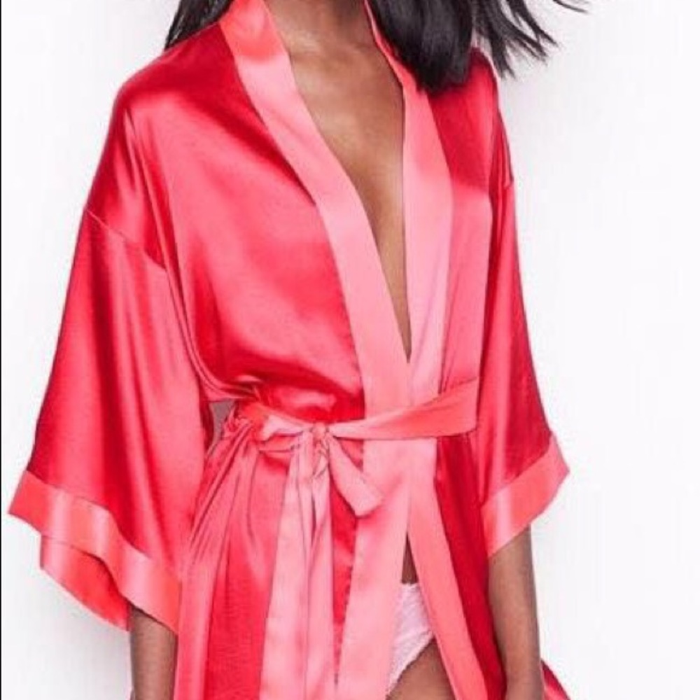 Brand New Victoria’s Secret red and pink silk robe